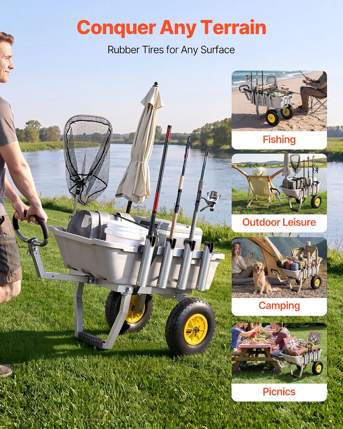 Beach Fishing Cart with 8 Rod  - Fishing Rod Holder recension och pris